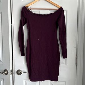 Off-shoulder plum dress